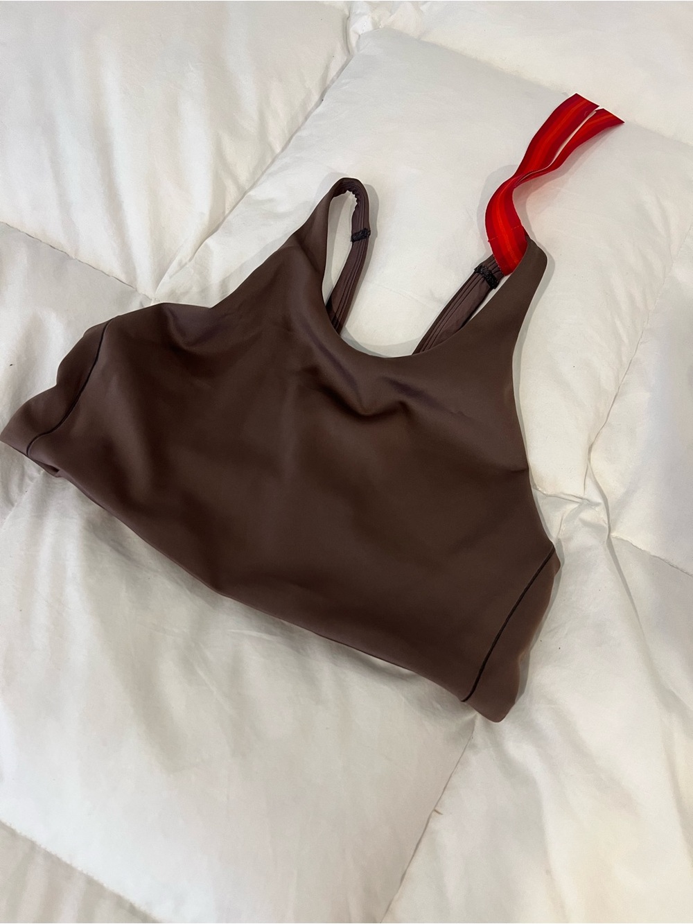 Left on Friday On Deck swim top Stormy Brown Taupe